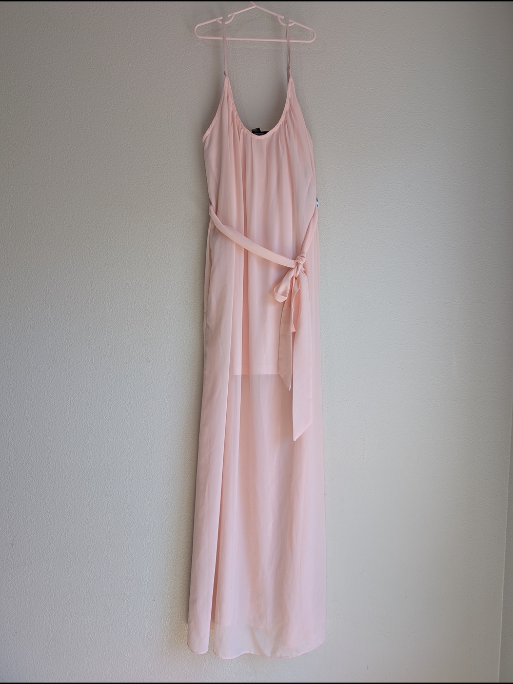 Forever 21 Pale Pink Sheer Maxi Dress with Sash Women's Size M